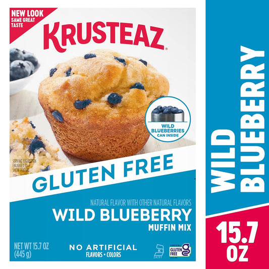 Krusteaz Gluten Free Blueberry Muffin Mix, Includes Can of Blueberries, 15.7 oz Box