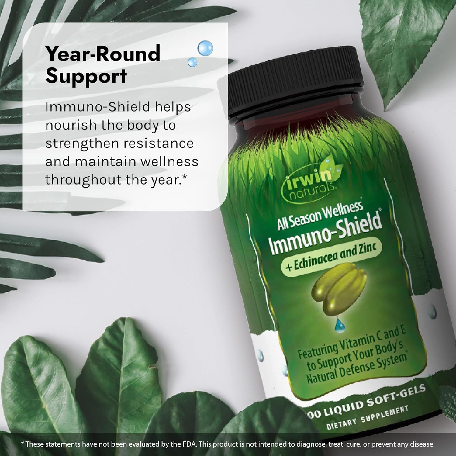 Irwin Naturals Immuno-Shield - 100 Liquid Softgels, Pack Of 2 - All Season Wellness For Body'S Natural Defense System - 32 Total Servings