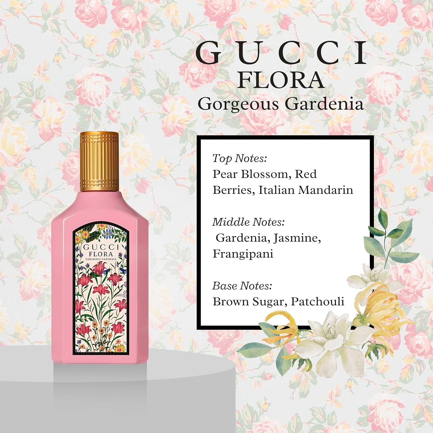 Gucci Flora Gorgeous 4 Piece Set For Women (Gardenia + Gardenia + Jasmine + Magnolia), 4×0.16 Ounce Parfum Spray
