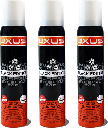 Exus Odor Eliminator & Air Freshener Spray For Strong Odor, Pet Odor Eliminator, Room Spray, Car Freshener (3 Pack) (Black Edition)