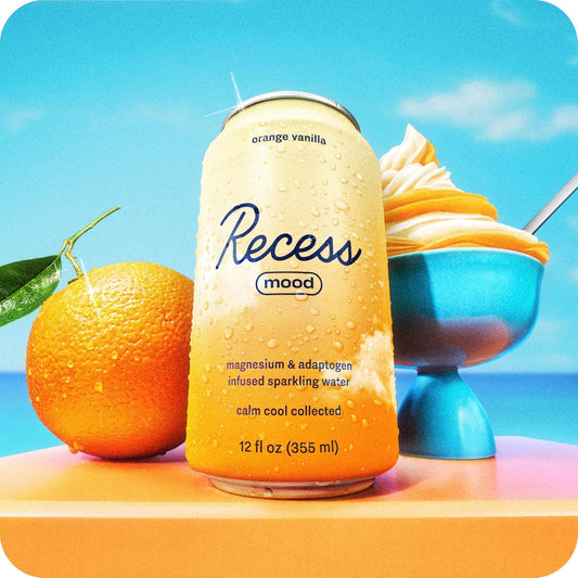 Recess Mood Magnesium & Adaptogen Drink, Relaxation Beverage, 12 Ounce (Tropical Bliss, 12 Pack)