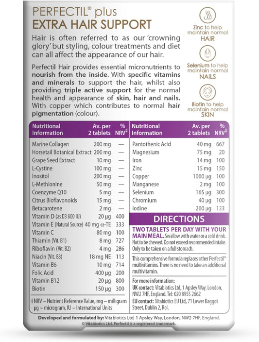Perfectil Vitabiotics Multivitamin | Hair Growth And Thickening Formula | Supports Thicker, Healthy Hair | Vitamin D, E, Collagen, Biotin, And More