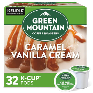 Green Mountain Coffee Roasters Caramel Vanilla Cream, Single-Serve Keurig K-Cup Pods, Flavored Light Roast Coffee Pods, 32 Count