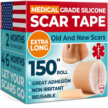 Medical Grade Silicone Scar Tape - Transparent (1.6”X60”) - Visible Difference On Surgical & Keloid Scars - Reusable Silicone Scar Sheets - Easy To Use Silicone Tape For Scars