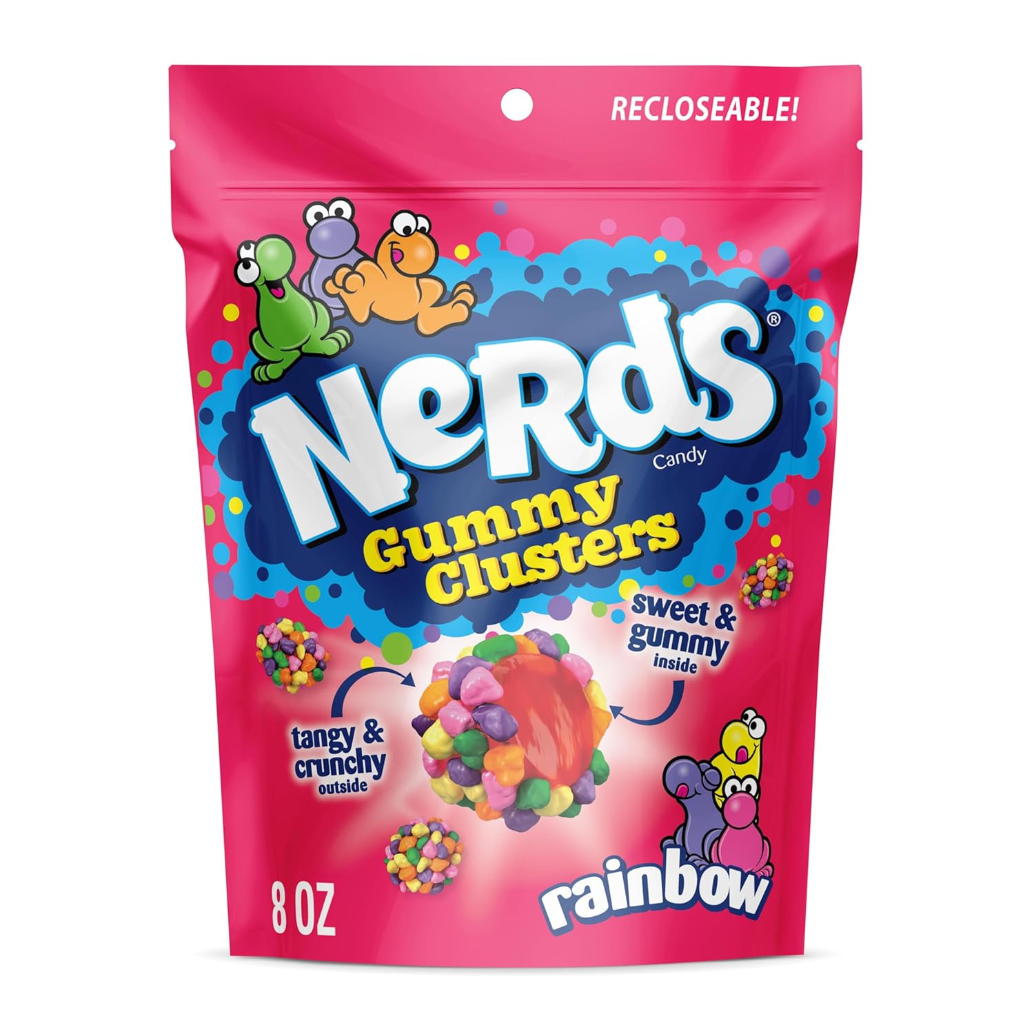 Nerds Gummy Clusters, Candy, Rainbow, Crunchy And Gummy, Back To School Sweet Treat, 8 Oz