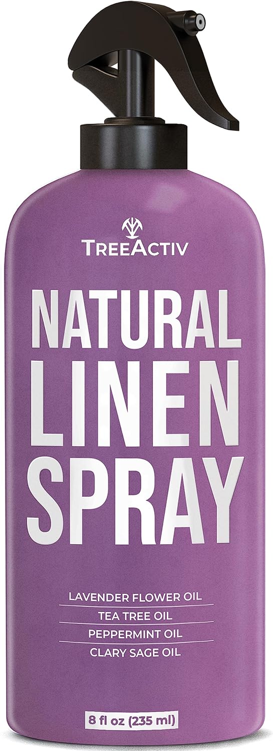 TreeActiv Natural Linen Spray, 8 fl oz, Lavender Spray for Sleep, Linen Spray for Beddings, Pillows, and Sheets, Lavender Bed Spray with Lavender and Tea Tree, Pillow Mist Freshener, 2000+ Sprays