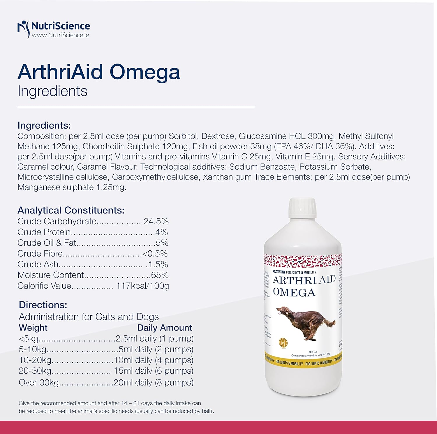 Swedencare UK ArthriAid Omega Joint Care Supplement 1 Litre |for Dogs and Cats | Joints and Mobility :Health & Personal Care