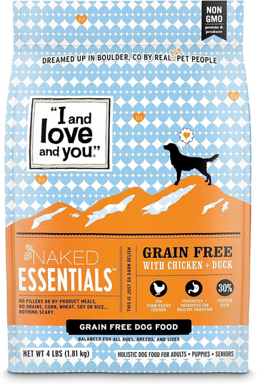 I and love and you Naked Essentials Dry Dog Food - Chicken + Duck - High Protein, Real Meat, No Fillers, Prebiotics + Probiotics, 4lb Bag