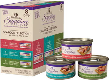 Wellness Core Grain-Free Signature Selects Wet Cat Food, Natural Pet Food Made With Real Meat (Seafood Variety Pack, 2.8 Ounce Can, Pack Of 8)