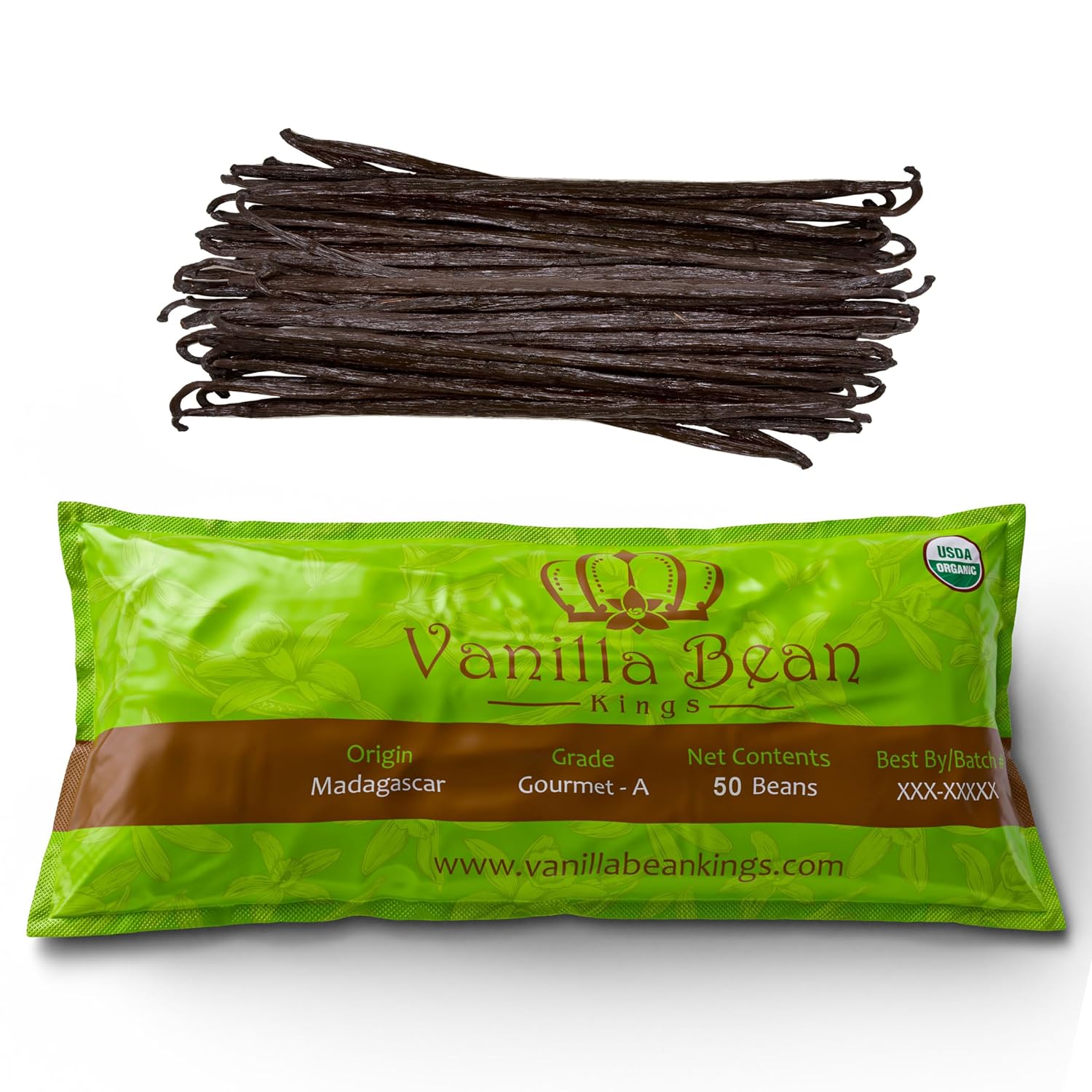 50 Organic Madagascar Vanilla Beans. Whole Grade A Vanilla Pods For Vanilla Extract And Baking