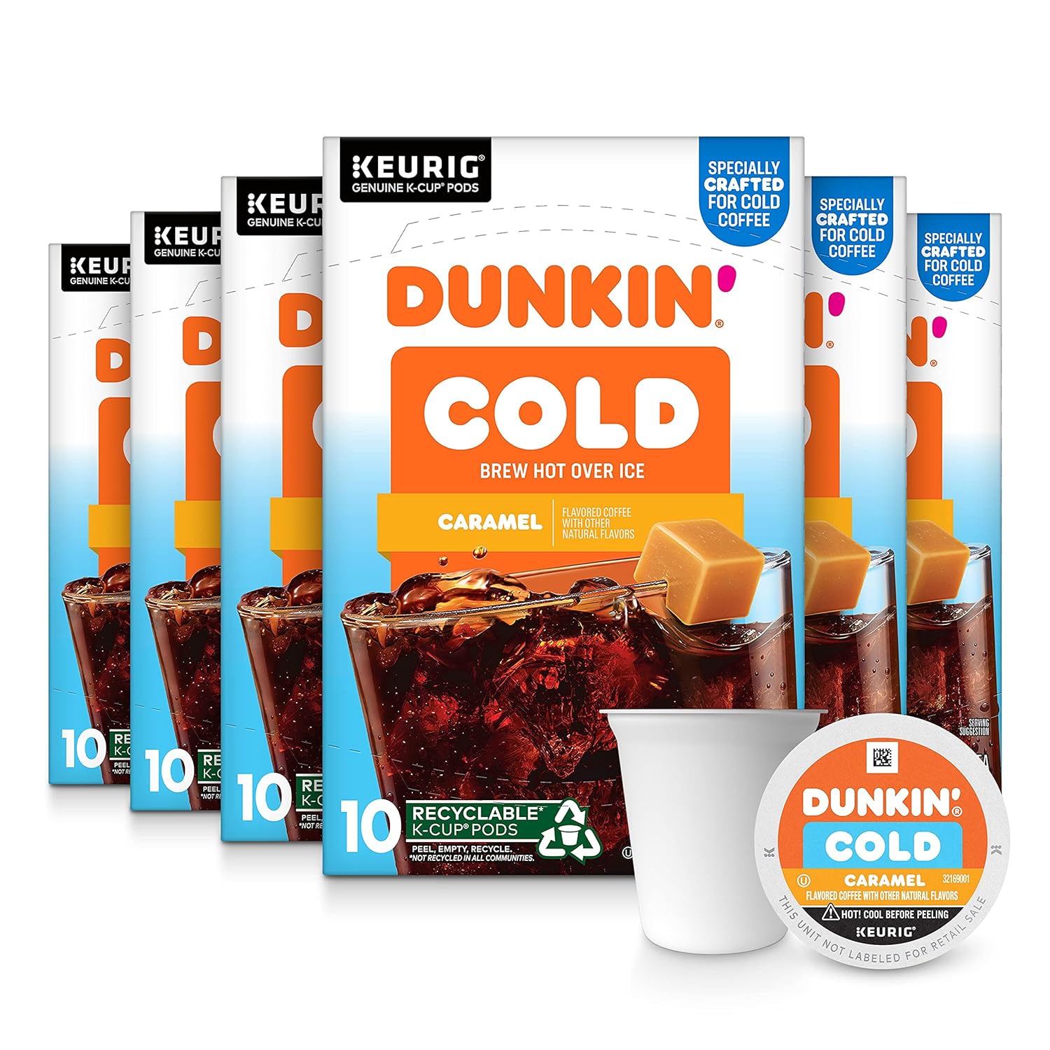 Dunkin' Cold Caramel Flavored Coffee, 60 Keurig K-Cup Pods