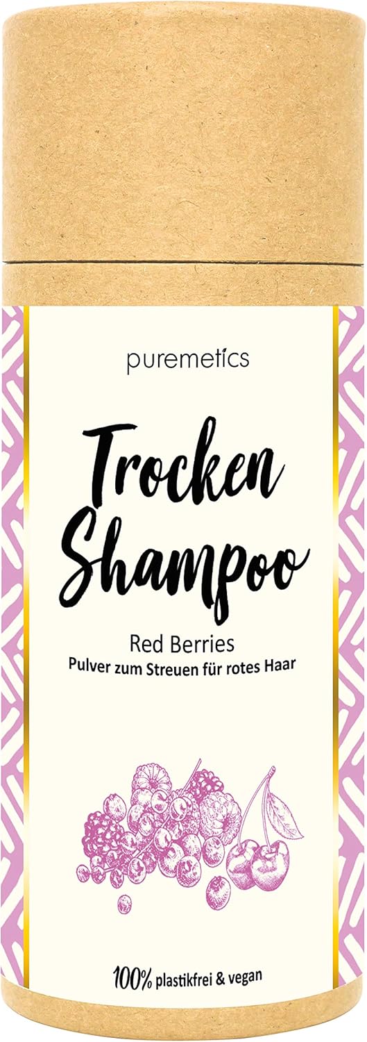 Puremetics Zero Waste Dry Shampoo "Red Berries" (100 G) | For Red Hair | 100% Vegan & Plastic-Free
