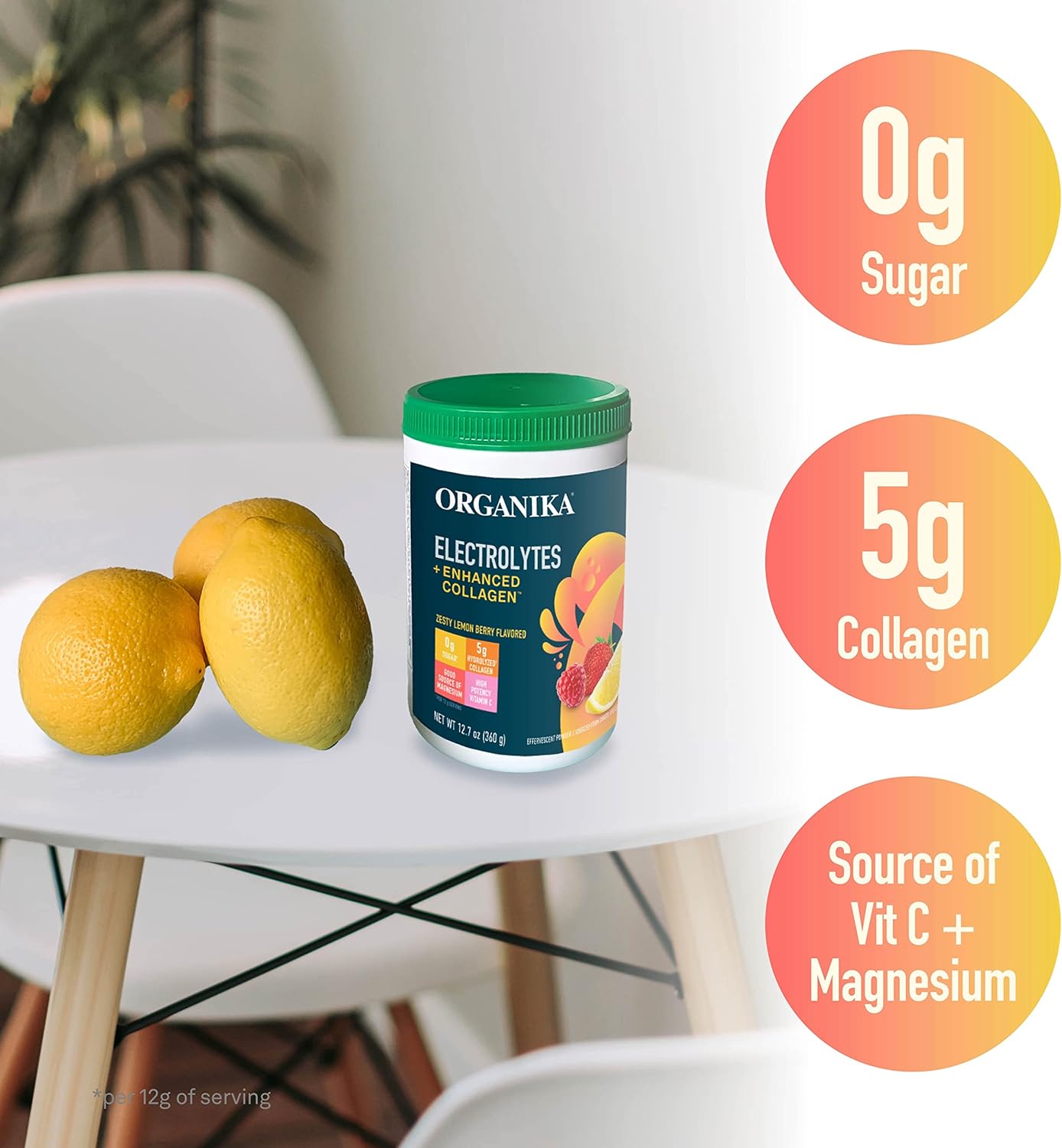 Organika Electrolytes + Enhanced Collagen- Zesty Lemon Berry Flavour- 