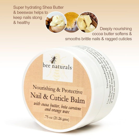 Nail & Cuticle Balm - Cocoa Butter & Beta Carotene Blend for Strong, Smooth Nails - luscious natural tangerine fragance Shea Butter & Beeswax Cruelty-Free Nail Care