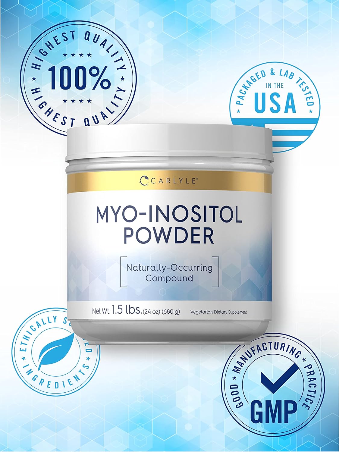Carlyle Myo-Inositol Powder Supplement | 1.5 lbs | Naturally Occuring Compound | Vegetarian, Non-GMO, Gluten Free : Health & Household