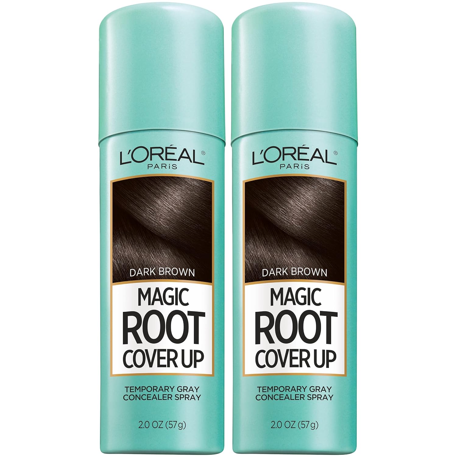 L'Oreal Paris Root Cover Up Temporary Gray Concealer Spray, Hair Color Spray With Filling & Thickening Coverage, Dark Brown, Pack Of 2, Packaging May Vary