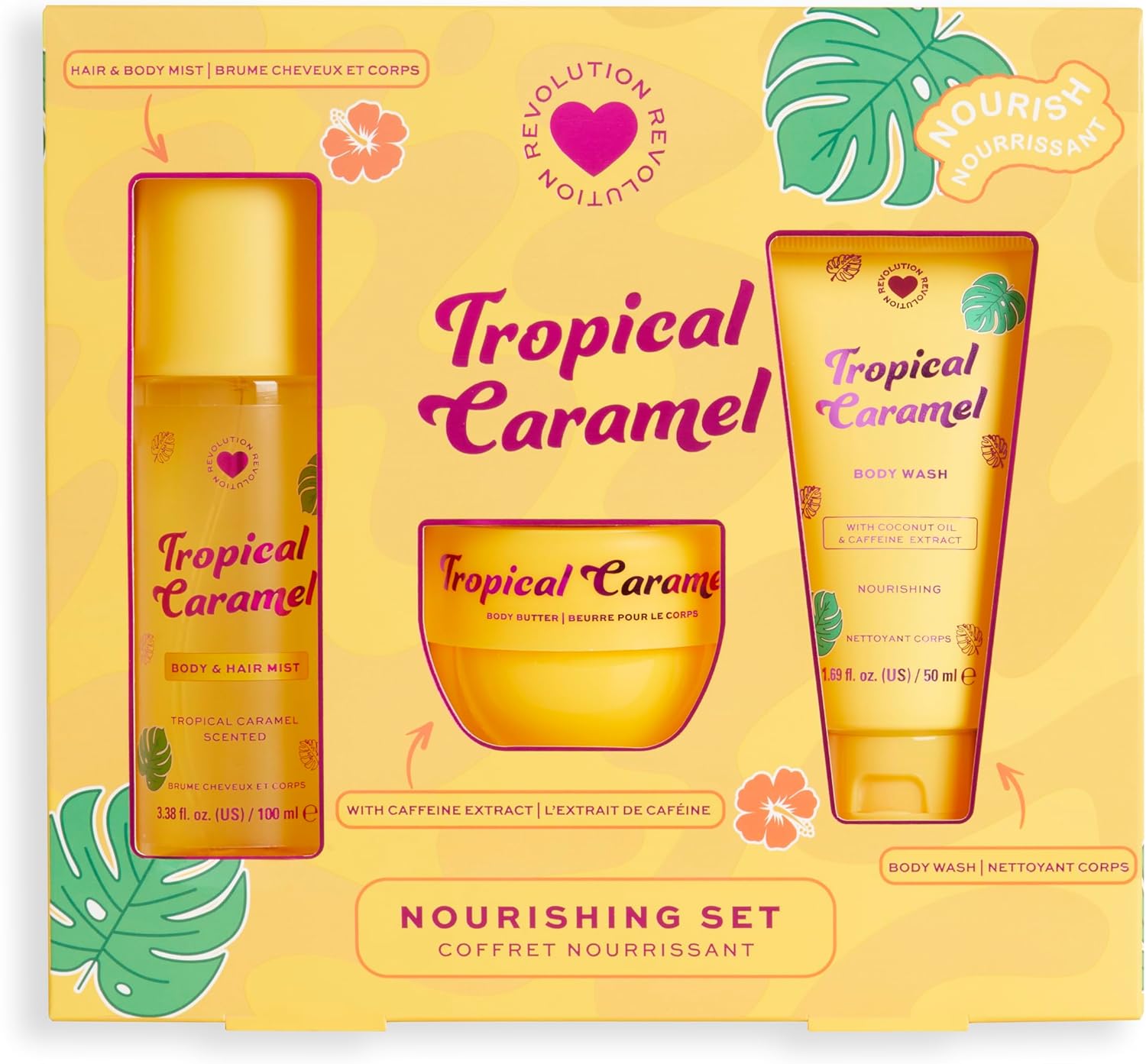 I Heart Revolution, Tropical Caramel Bath & Body Gift Set, All-In-One Mini Hair & Body Set For Summer, Sweet Scent, Vegan & Cruelty-Free : Amazon.co.uk: Beauty