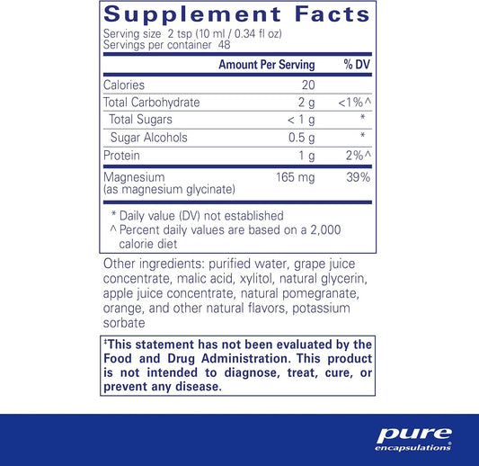 Pure Encapsulations Magnesium Glycinate Liquid - Supports Bone Health & Heart Health* - Vegan, Gluten Free & Non-Gmo - 16.2 Fl Oz