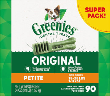 Greenies Original Petite Natural Dental Care Dog Treats, 54 Oz. Pack (90 Treats)