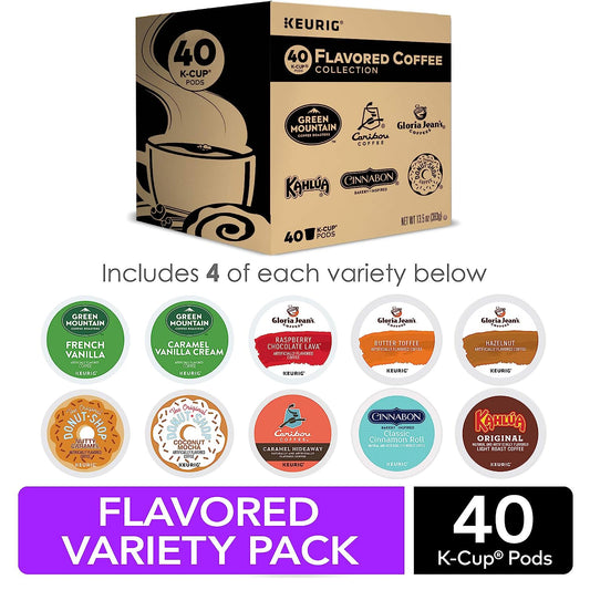Keurig Flavored Coffee Pods Collection Variety Pack, Single-Serve Coffee K-Cup Pods Sampler, 40 Count