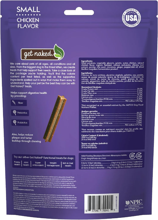 Get Naked Grain Free 1 Pouch 6.2 Oz Digestive Health Dental Chew Sticks, Small