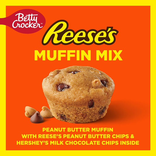 Betty Crocker REESE'S Peanut Butter Muffin Mix, Baking Mix Made With REESE’S Peanut Butter Chips And HERSHEY’S Milk Chocolate Chips, 12.8 oz