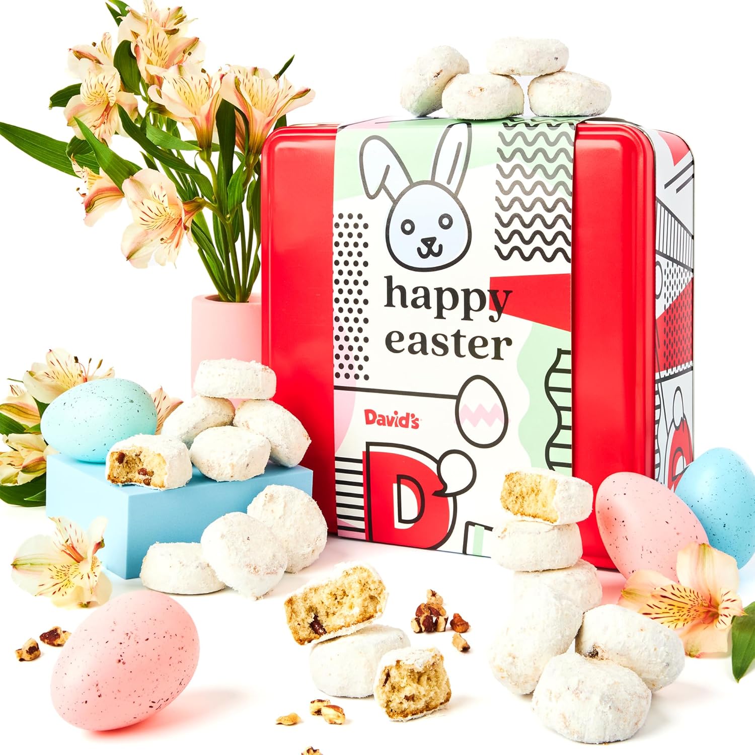 David’S Cookies Butter Pecan Cookies In Happy Easter Gift Tin – 16Oz Butter Pecan Meltaways With Crunchy Pecans And Powdered Sugar – Premium Fresh Ingredients – Delicious Gourmet Easter Cookies Gift