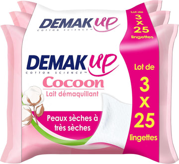 Demak'Up Cocoon Make-Up Removal Wipes - Face And Eyes - Dry To Very Dry Skin - 3 X 25 Make-Up Removal Wipes