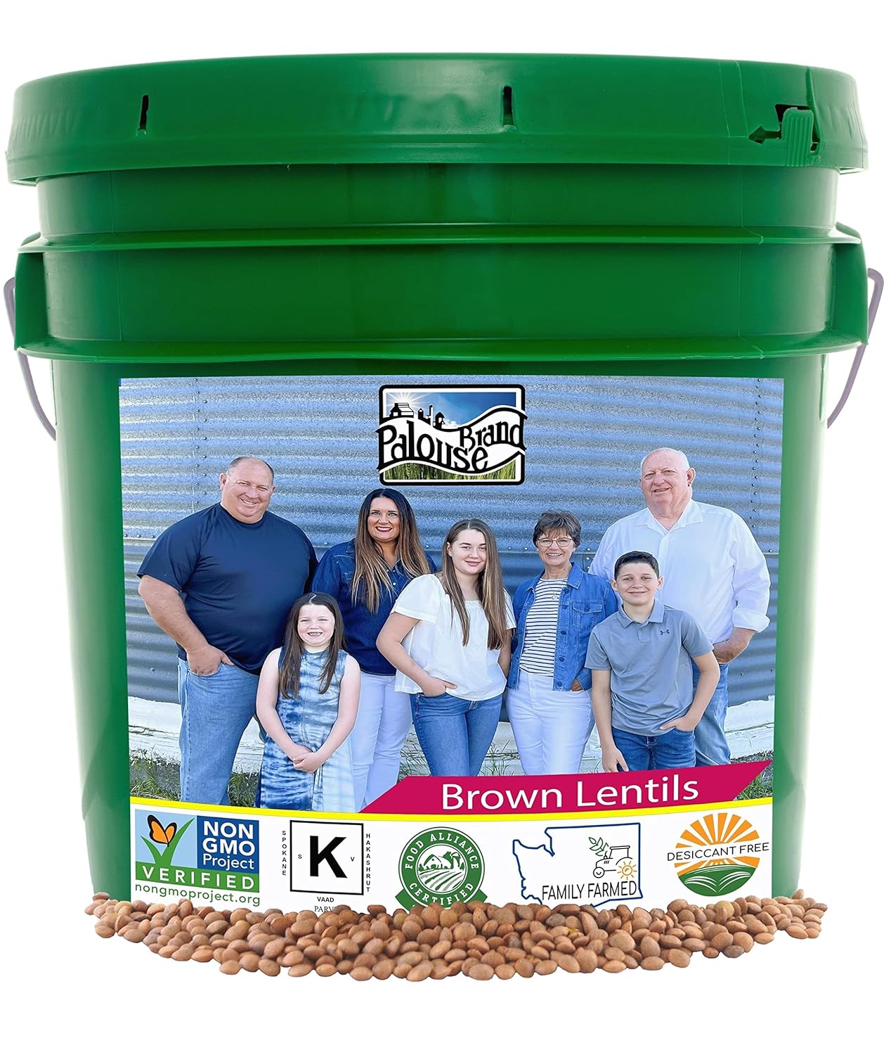 Brown Lentils | 25 LBS | Emergency Food Storage Bucket | Non-GMO | Grown on Our Family Farm | Bulk