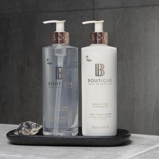 Boutique Neroli, Pear & Gingerlily Fragrance Hand Duo Set 1 X Hand Wash, 1 X Hand & Body Lotion 500Ml - Balancing And Calming Essential Oils - Vegan - Made In England