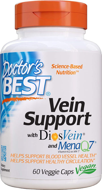 Doctor'S Best Vein Support With Diosvein & Menaq7, Circulation For Healthy Legs, Non-Gmo, Gluten & Soy Free, Vegan, 60 Count