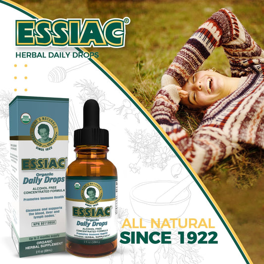 Essiac Tea USDA Organic Daily Drops for Enhanced Lymphatic Drainage and Immune Support | Alcohol Free Concentrated Formula | 2oz (59ml)