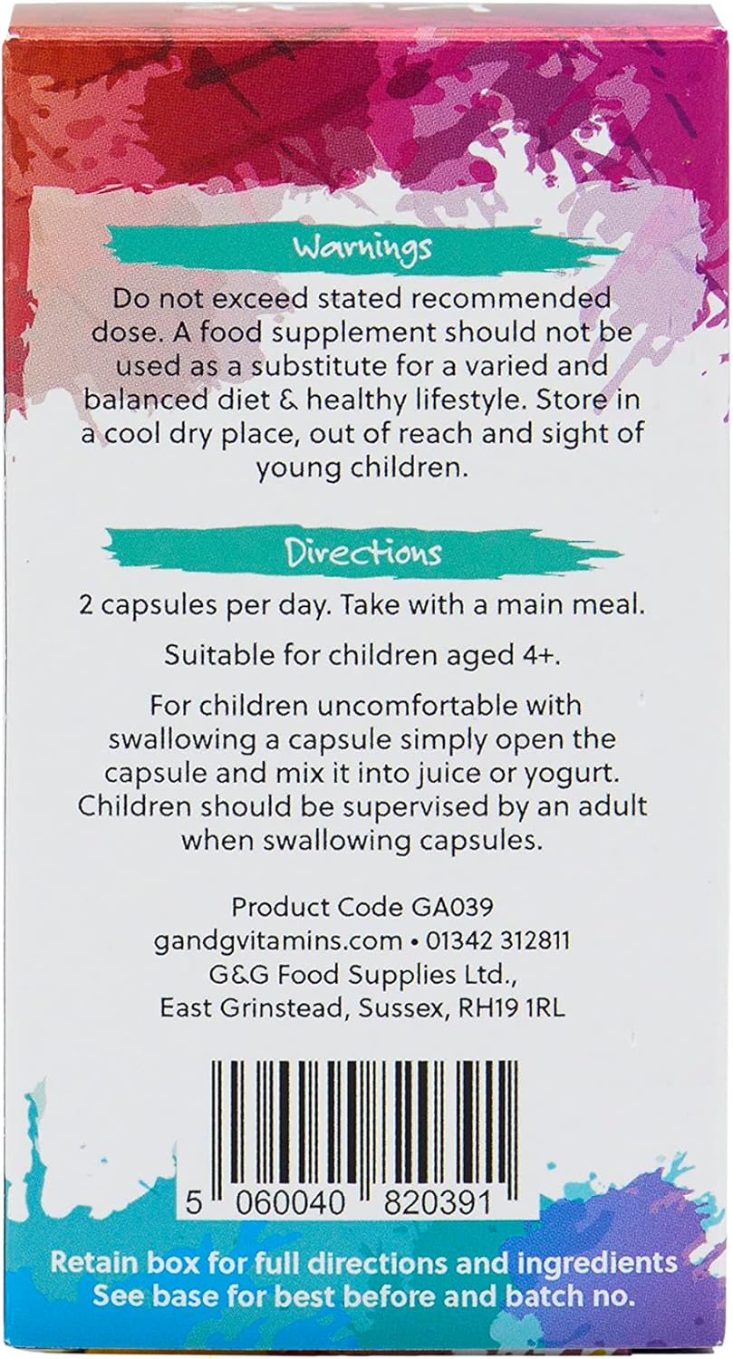 Kids Rainbow Food - Organic Whole Food Multivitamin Supplement - Ideal For Children - 120 Vegan Capsules - Non-Gmo, Made In The Uk By G&G Vitamins