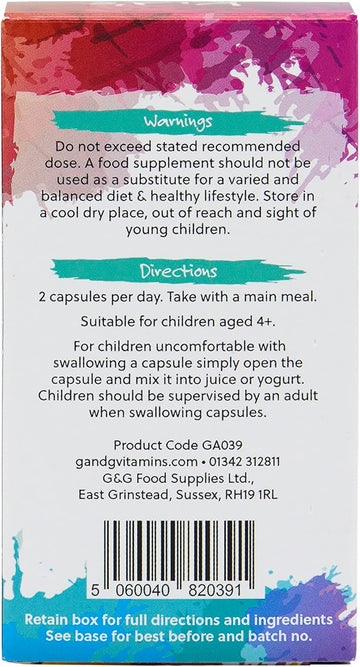 Kids Rainbow Food - Organic Whole Food Multivitamin Supplement - Ideal For Children - 120 Vegan Capsules - Non-Gmo, Made In The Uk By G&G Vitamins