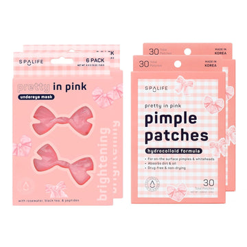 Spalife Pretty In Pink Undereye Mask & Pimple Patch Duo – Hydrogel Undereye Patches For Dark Circles, Puffy Eyes – Hydrocolloid Pimple Patches – Mother'S Day Gifts For Her - 42 Total Patches