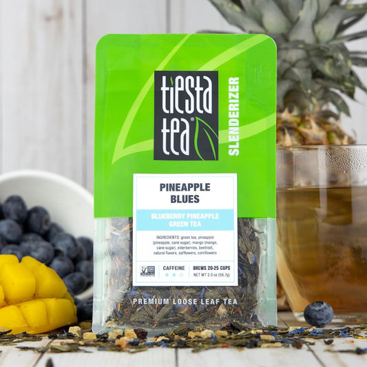 Tiesta Tea - Pineapple Blues | Blueberry Pineapple Green Tea | Premuim Tropical Loose Leaf Tea Blend | Medium Caffeinated Green Tea | Make Hot Or Iced Tea & Up To 25 Cups - 2 Ounce Resealable Pouch