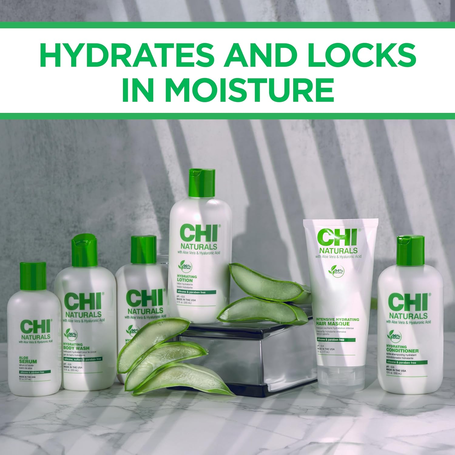 Chi Naturals With Aloe Vera Hydrating Lotion, Hydrates & Locks In Moisture For Radiant & Silky Skin, Sulfate, Paraben, & Cruelty-Free, 12 Oz : Beauty & Personal Care