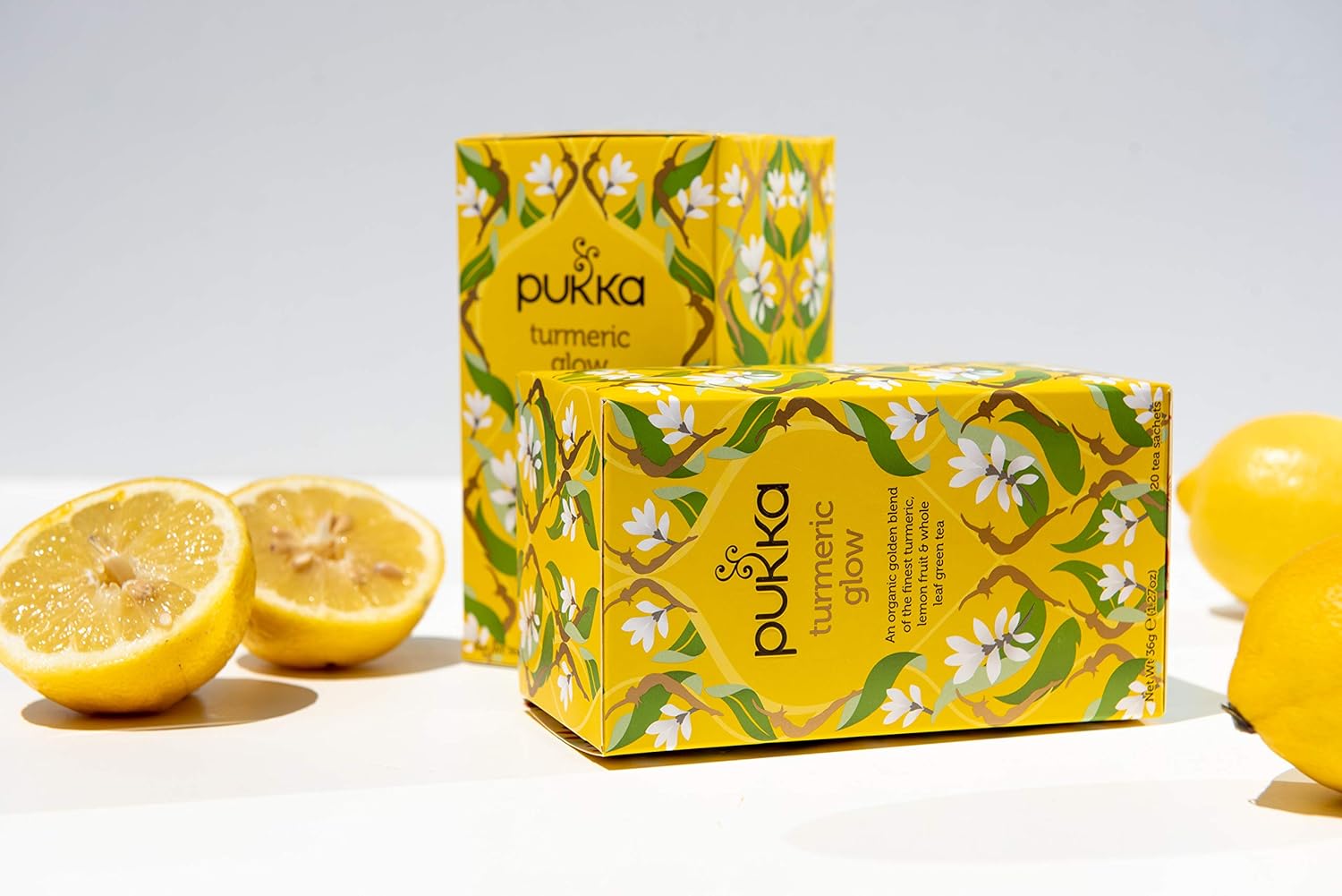 Pukka Organic Tea Bags, Turmeric Glow Herbal Whole Leaf Green Tea with Lemon, Perfect for Inner Radiance, 20 Count (Pack of 3) 60 Tea Bags : Grocery & Gourmet Food