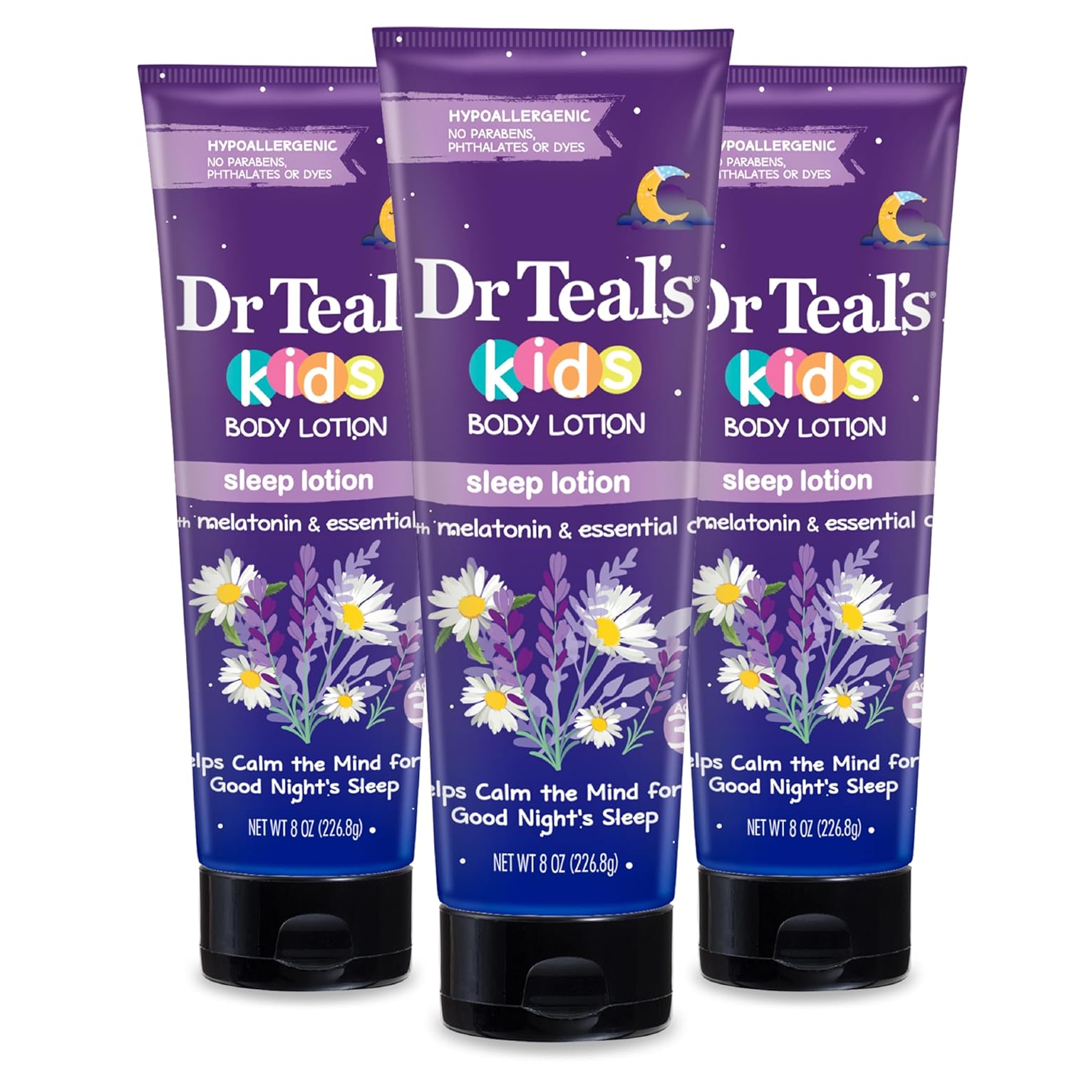 Dr Teal'S Kids Sleep Body Lotion, With Melatonin & Essential Oil Blend, 8 Fl Oz (Pack Of 3)