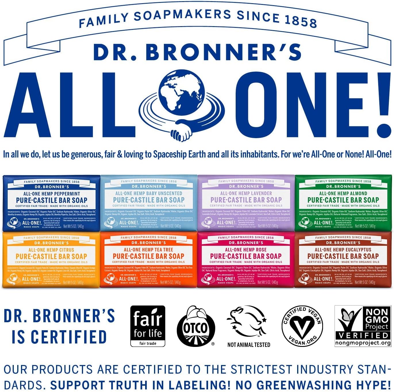 Dr. Bronner's - Pure-Castile Bar Soap (Baby Unscented, 5 ounce, 3-pack) - Made with Organic Oils, For Face, Body, Hair, Gentle for Sensitive Skin, Babies, No Added Fragrance, Biodegradable, Vegan : Bath Soaps : Beauty & Personal Care