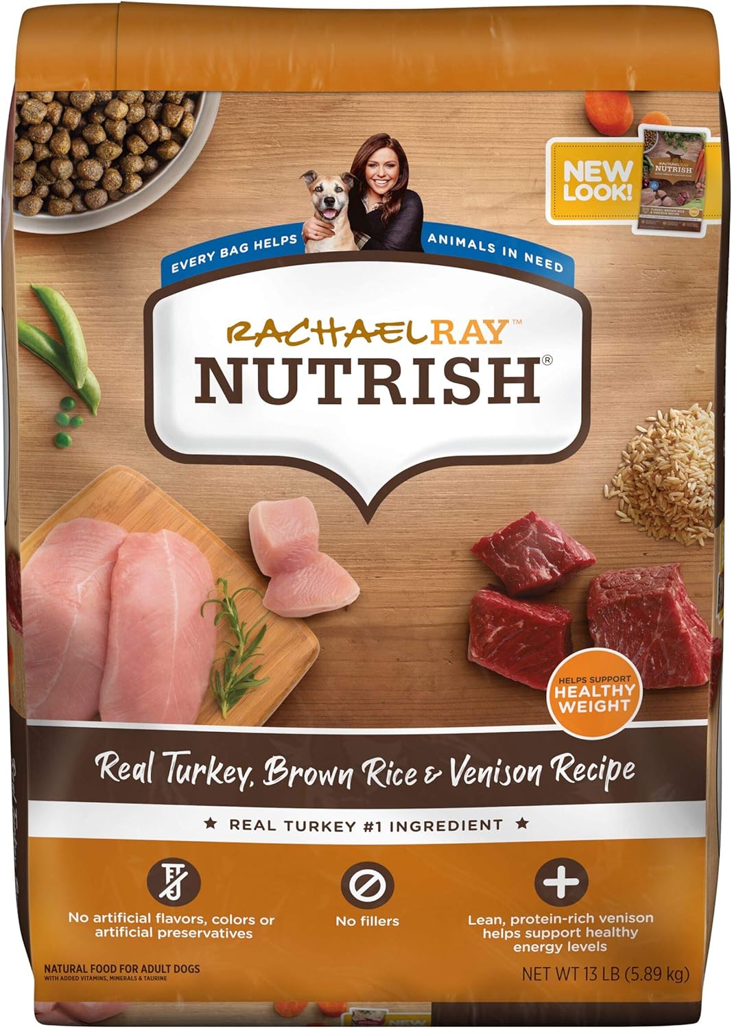 Rachael Ray Nutrish Dry Dog Food, Turkey, Brown Rice & Venison Recipe For Weight Management, 13 Pounds