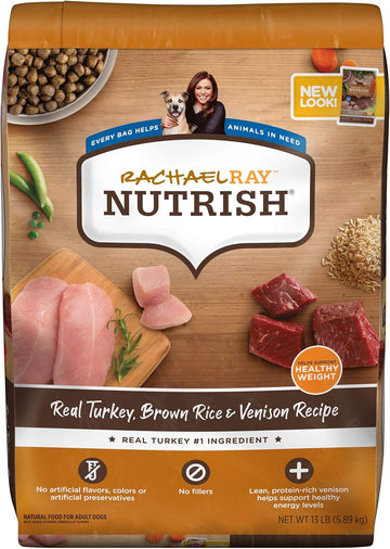 Rachael Ray Nutrish Dry Dog Food, Turkey, Brown Rice & Venison Recipe For Weight Management, 13 Pounds