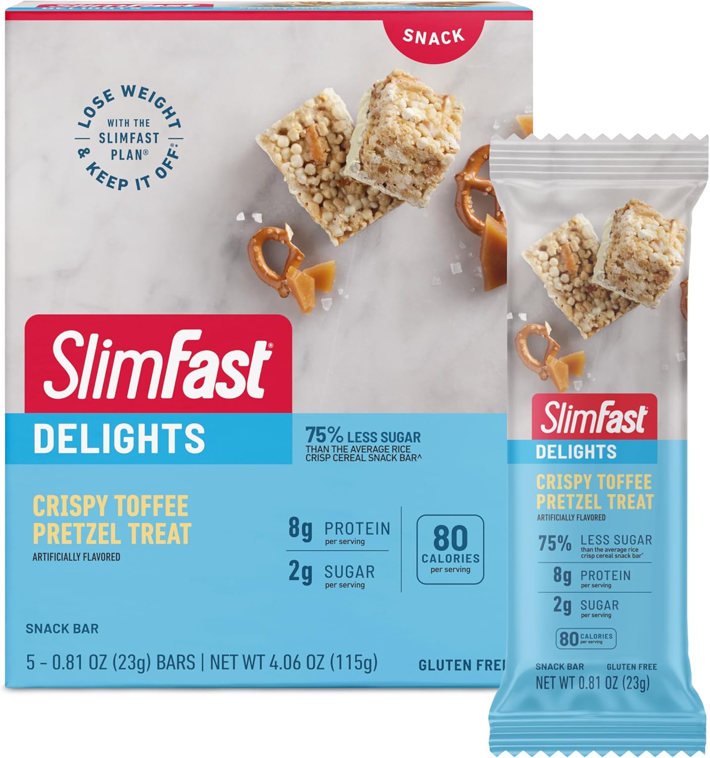 Slimfast Delights Crispy Toffee Pretzel Treat, 5 Count