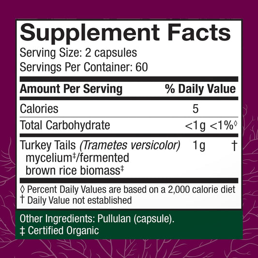 Host Defense Turkey Tail Capsules - Digestive Health & Immune Response Support Supplement - Mushroom Supplement for Gastrointestinal & Gut Microbiome Support - 120 Capsules (60 Servings)