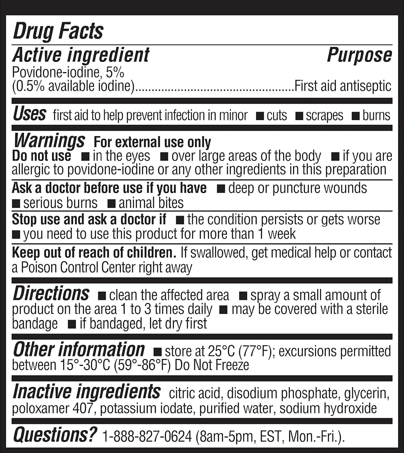 Betadine Antiseptic First Aid Spray, Povidone-Iodine 5%, Infection Protection, Kills Germs In Minor Cuts Scrapes And Burns, No Sting Promise, No Alcohol Or Hydrogen Peroxide, 3 Fl Oz : Health & Household