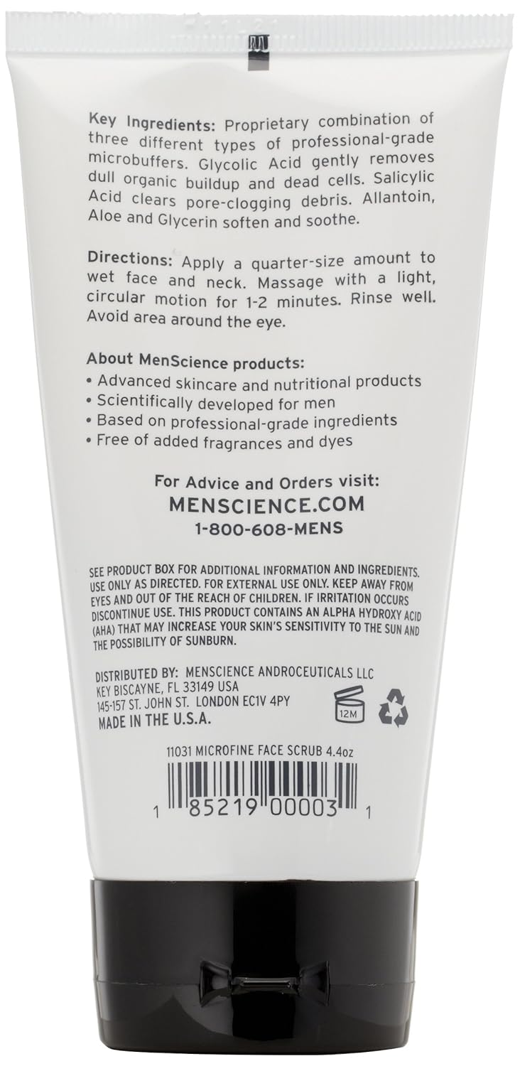 Menscience Androceuticals Microfine Face Scrub All Natural, 4.4 Fl Oz : Beauty & Personal Care