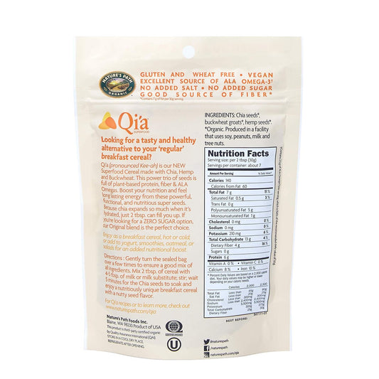 Nature's Path Qi'a Superfood Organic Gluten Free Original Chia, Buckwheat and Hemp Cereal Topper, 7.9 Ounce, Non-GMO, 6g Plant Based Protein, 2.5 grams of ALA Omega-3s, by Nature's Path