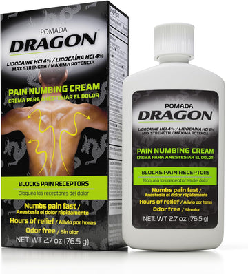 Dragon Maximum Strength Pain Relief Numbing Cream with Lidocaine, 2.7 Ounce