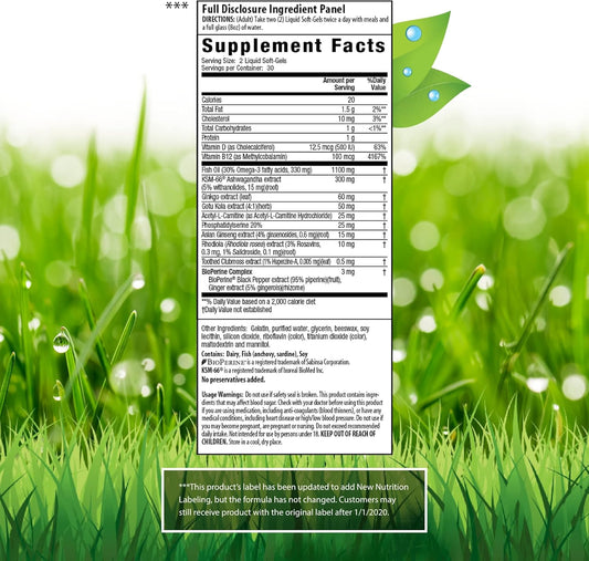 Irwin Naturals Mental Clarity Information Retention - Enhance Attention, Retain & Recall Information Faster - Brain Support Supplement With Ashwagandha, Ginkgo, Rhodiola & Ginseng - 60 Liquid Softgels