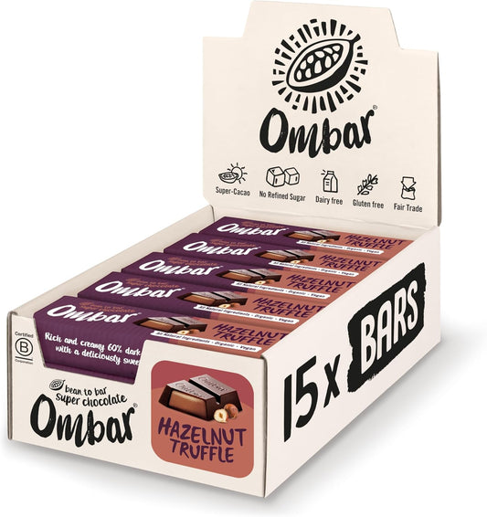 Vegan Chocolate - Ombar Hazelnut Truffle, Deep Filled Centres (42g x 15 Bars) Organic, Fair Trade, Dairy Free and Gluten Free Chocolate : Amazon.co.uk: Grocery